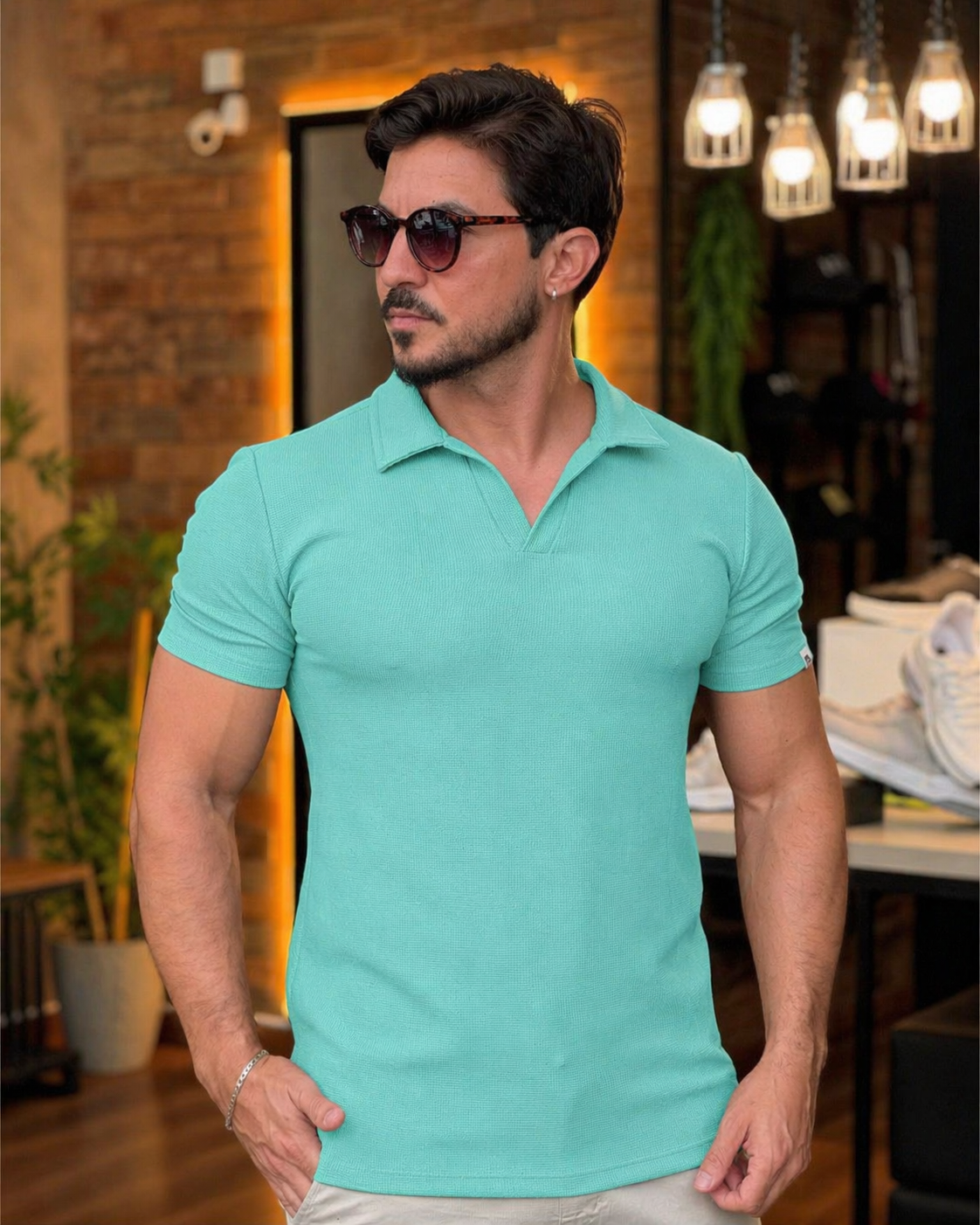 Polo Italiana verde água